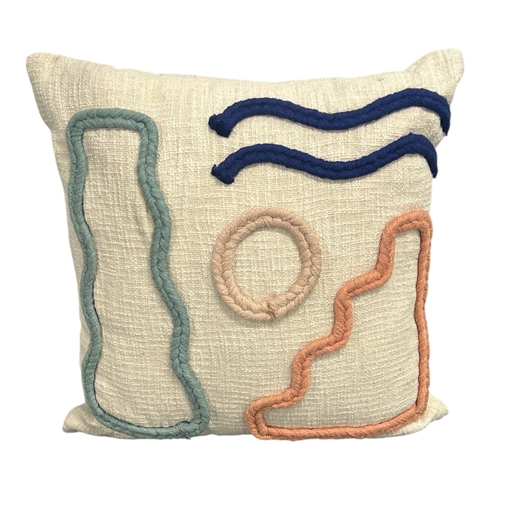 NEW H&M Pillow in a cotton weave with braided Geometric 3D shapes